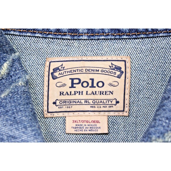 NWT Polo Ralph Lauren 3XLT Paint Splatter Rugged Trucker Denim Jean Jacket - Picture 9 of 12